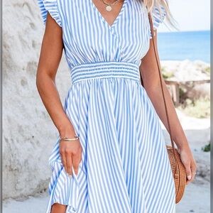 Cup She Blue Striped Summer Dress
